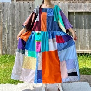 Handmade Quilted Patchwork Colorblock Dress SKU 05223